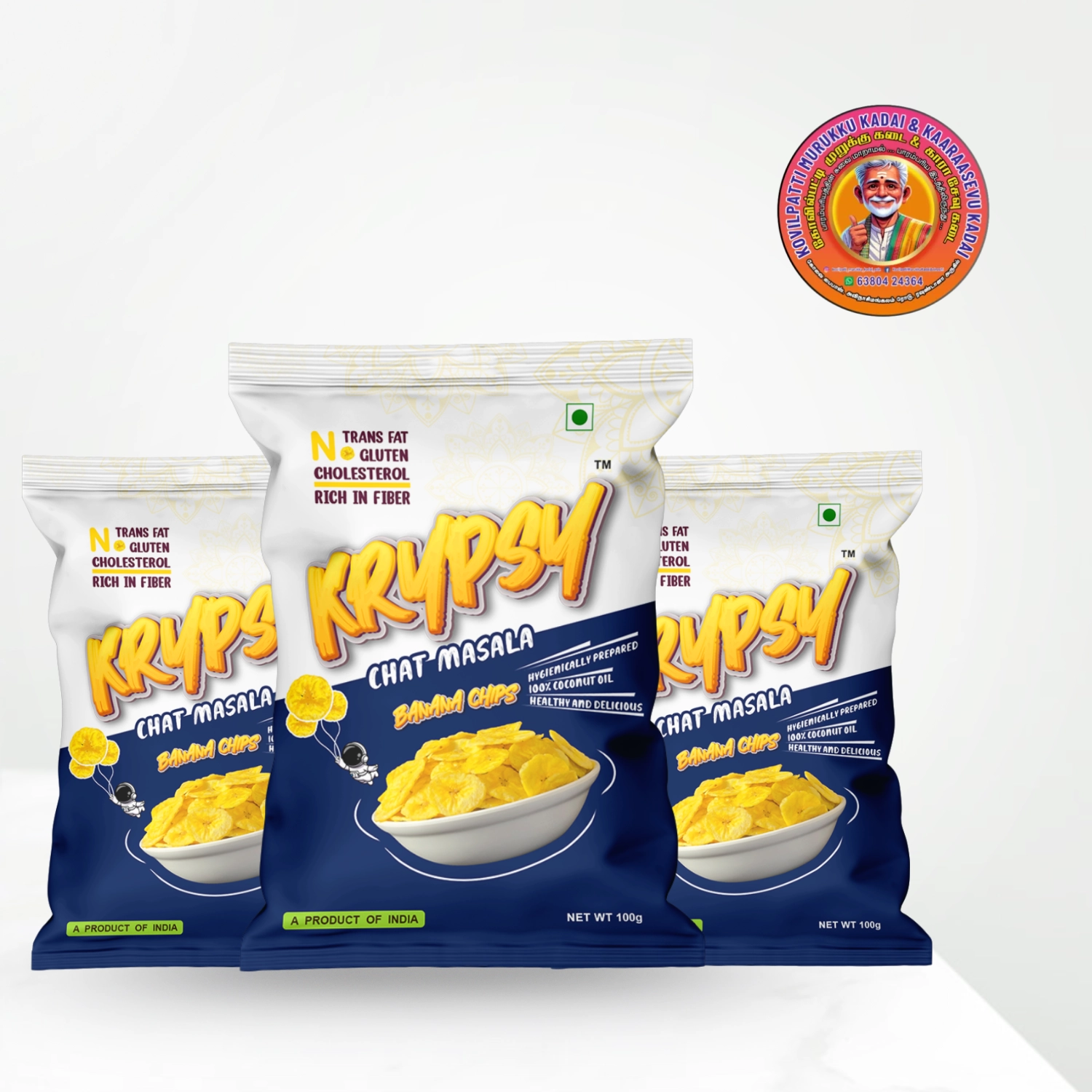 Chat Masala Banana Chips | சாட் மசாலா வாழைக்காய் சிப்ஸ் – 250g – Kottayam, Kerala - KRYPSY