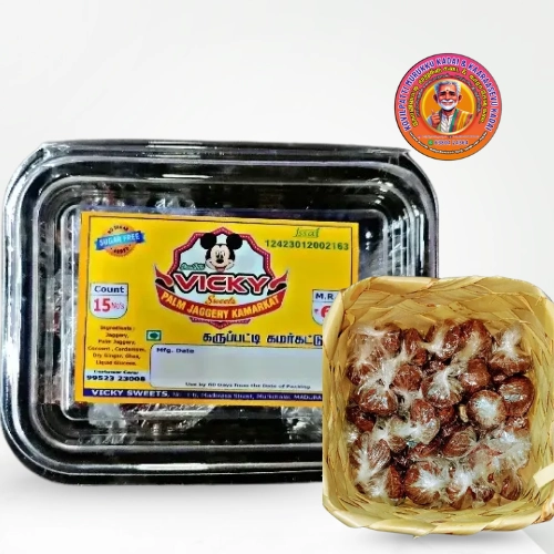 Palm Jaggery Kamarkat | கருப்பட்டி கமர்கட் – 100g (Approx. 15 pcs) – Vickysweets Madurai